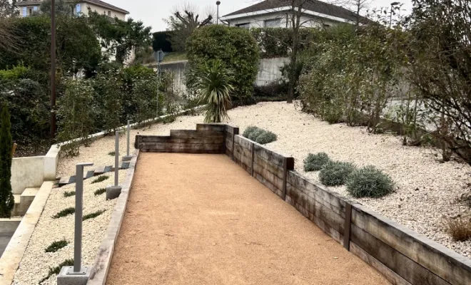 Terrain de pétanque à Francheville paysagiste Pachal Jeoffrey